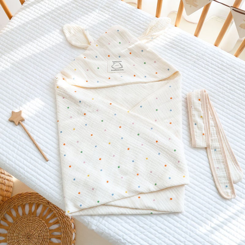 Cotton Gauze Cushion Cotton Newborn Baby Package Baby Supplies Bath Towel Hooded Newborn Package - Image 1